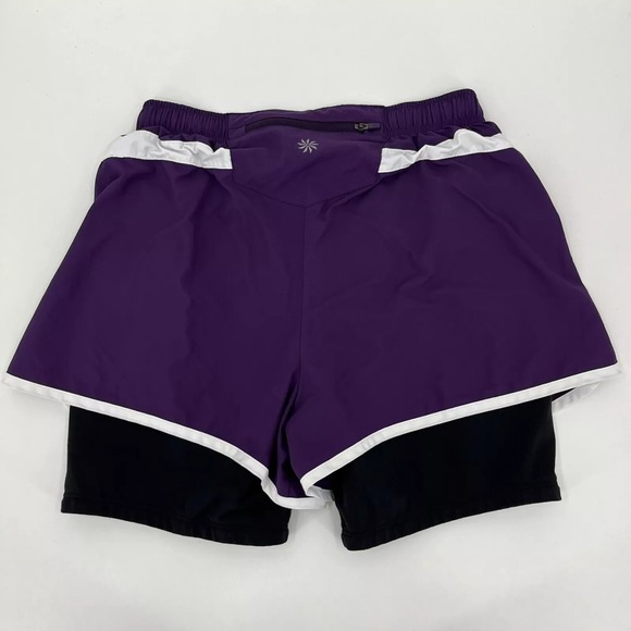 Athleta Active Shorts Women's Size‎ S Purple Zip Pocket Lined Gym Yoga - Picture 6 of 9